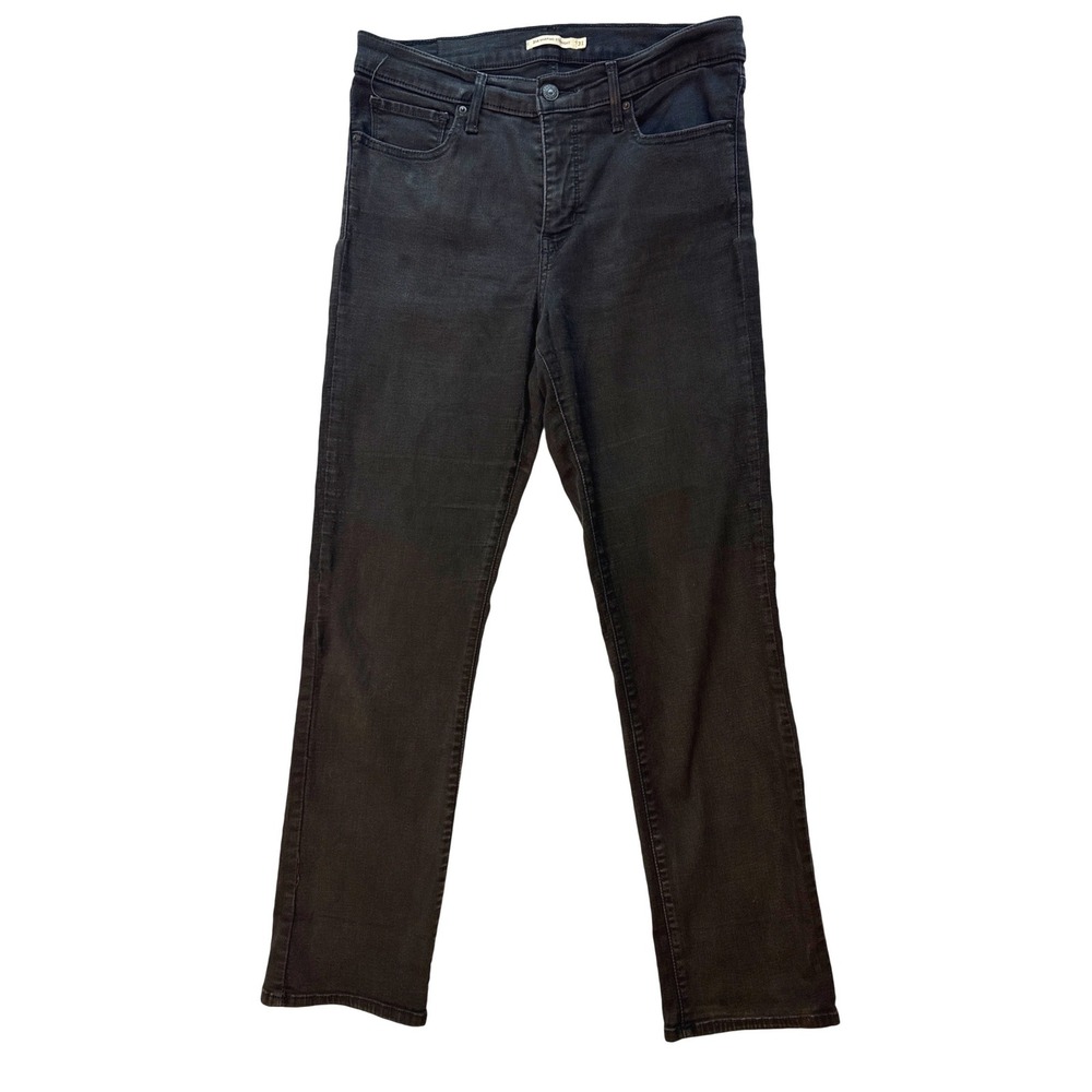 Levis 314 Shaping Straight Jeans Black Womens 31x30 Mid Rise Stretch Denim